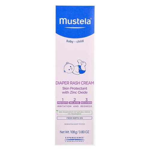 Mustela, Baby-Child, Crema per dermatite da pannolino, Senza profumo, 108 g