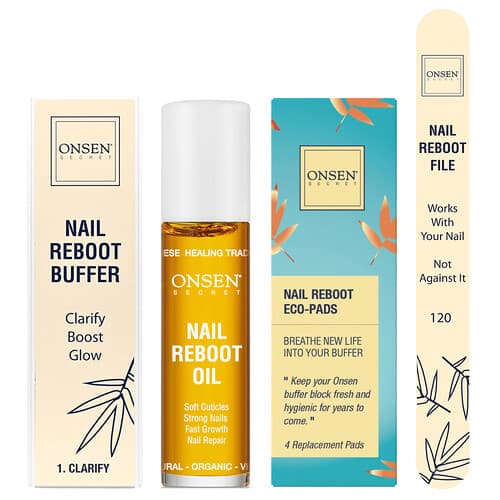 Onsen Secret, Kit di riavvio delle unghie con olio, kit da 7 pezzi