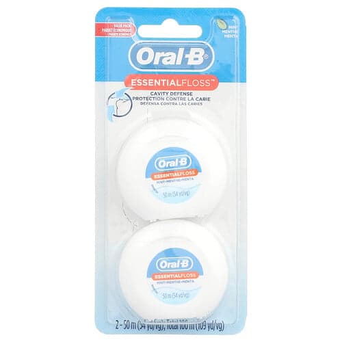 Oral-B, EssentialFloss™, confezione conveniente, menta, confezione da 2, 50 m ciascuno