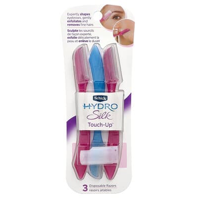 Schick, Hydro Silk Touch Up, colori assortiti, 3 rasoi usa e getta