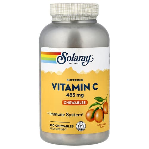 Solaray, Buffered Vitamin C Chewable, Natural Orange, 500 mg, 100 Chewables