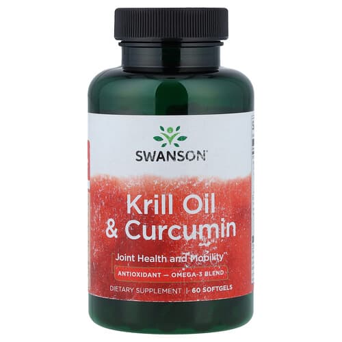 Swanson Vitamins, Olio di krill e curcumina, 60 capsule molli