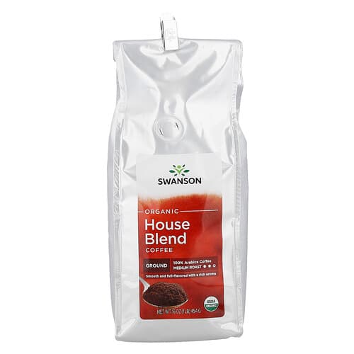 Swanson Vitamins, Miscela di caffè della casa biologica, macinato, tostatura media, 454 g