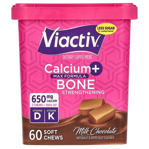 Viactiv, Calcio e rafforzamento delle ossa, formula Max, cioccolato al latte, 60 compresse masticabili morbide