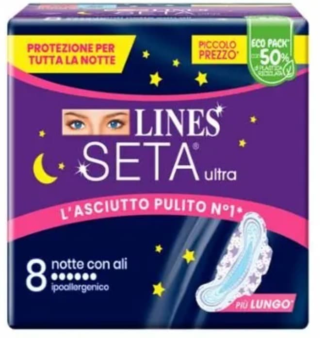 LINES SETA ULTRA - ASSORBENTE NOTTE CON ALI