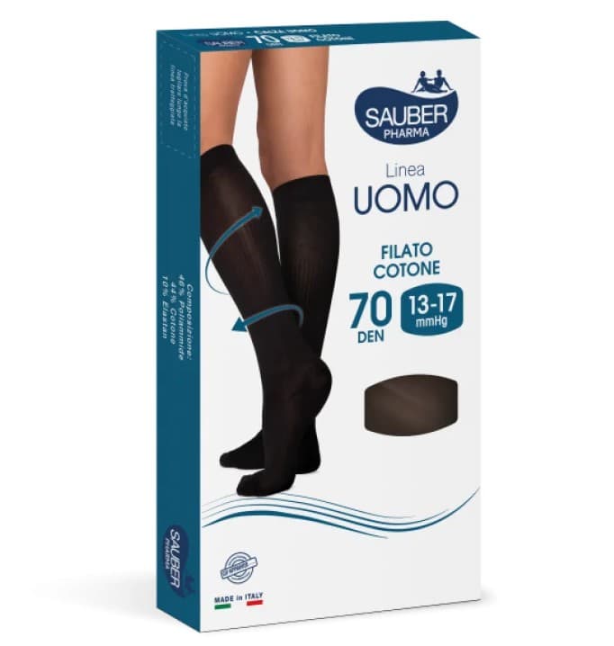 SAUBER LINEA UOMO FILATO COTONE 70DEN CALZA UOMO, S/M NERO