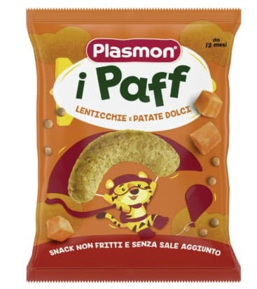 PLASMON - PAFF LENTICCHIE E PATATE DOLCI , PATATINE PER BAMBINI 12+ MESI