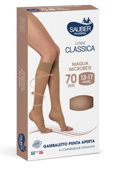 Linea Classica 70Den Gambaletto Punta Aperta Neutro Taglia 4 Sauber
