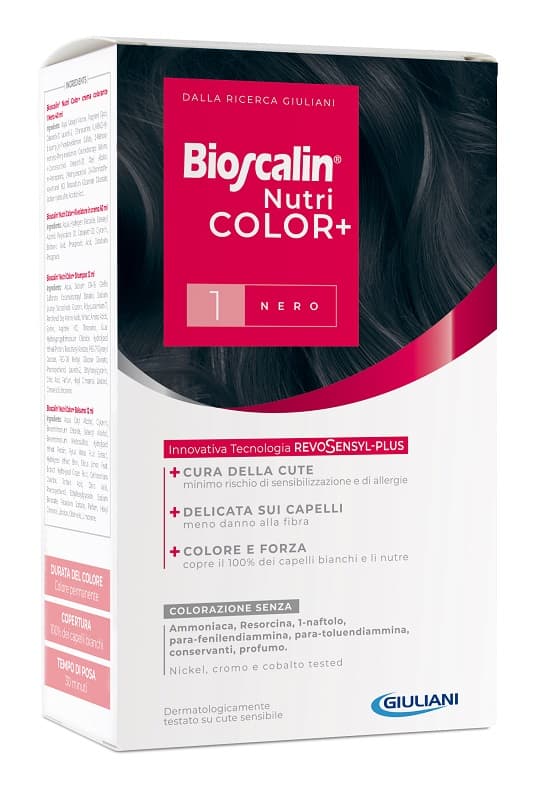 BIOSCALIN NUTRI COLOR + - TINTURA CAPELLI SENZA AMMONIACA , 1 NERO