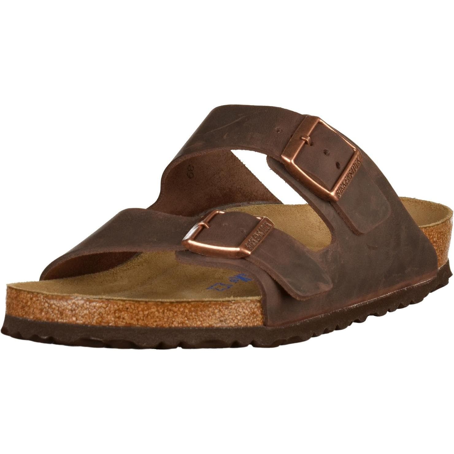 Birkenstock, Uomini, Sandali + Ciabatte, Arizona Softbed Nubuck in pelle oliata normale, Marrone, (46)