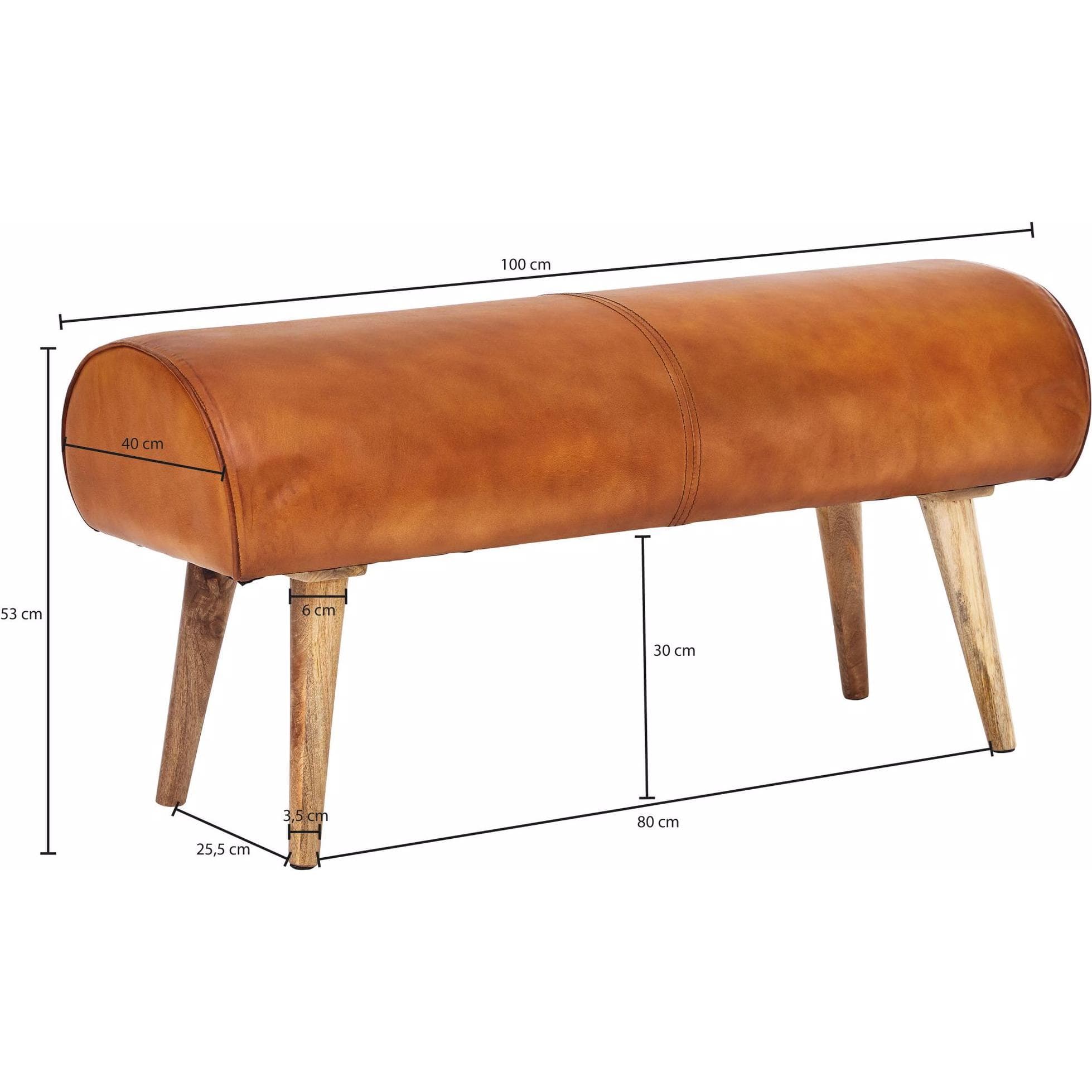Wohnling, Panca, Vera pelle (100 cm)