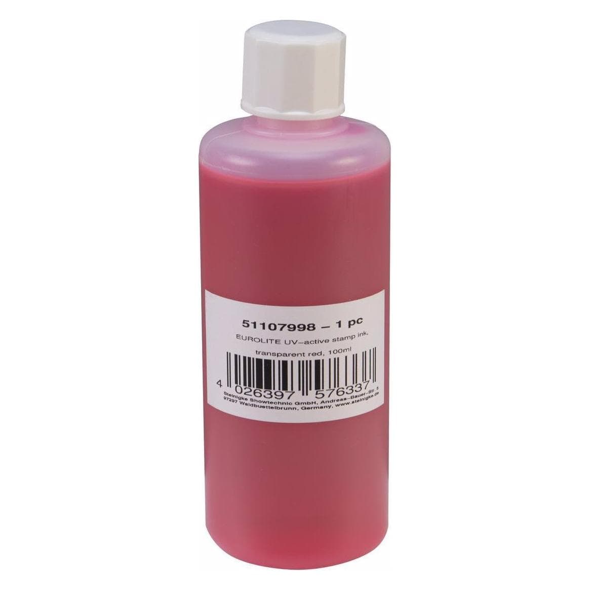 Eurolite, Timbro, Inchiostro da stampa UV-attivo, rosso trasparente, 100ml