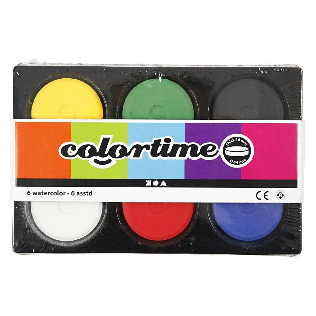 Creativ Company, Colore + Vernice per fai da te, Navulblokken Waterverf in Palet - Primaire Kleuren, 6st.