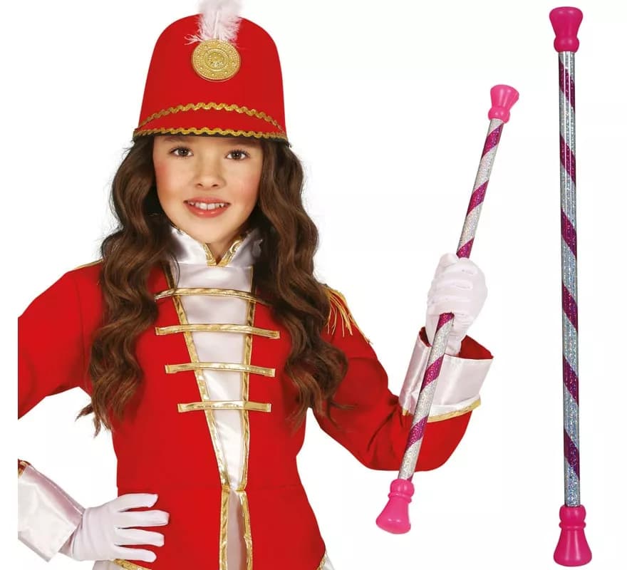Bastone Majorette rosa e bianco da 54 cm