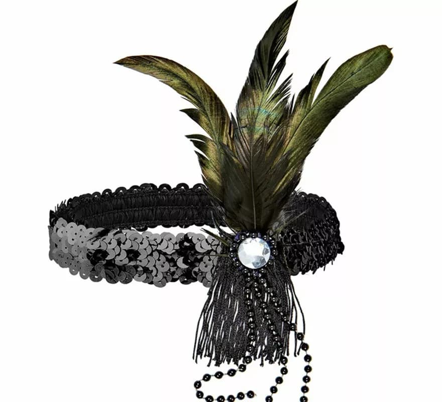 Nastro nero con piume Cabaret
