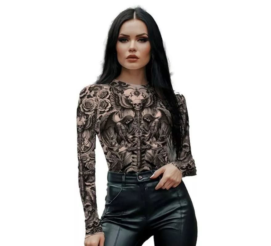 Maglia effetto tatuaggio per donna