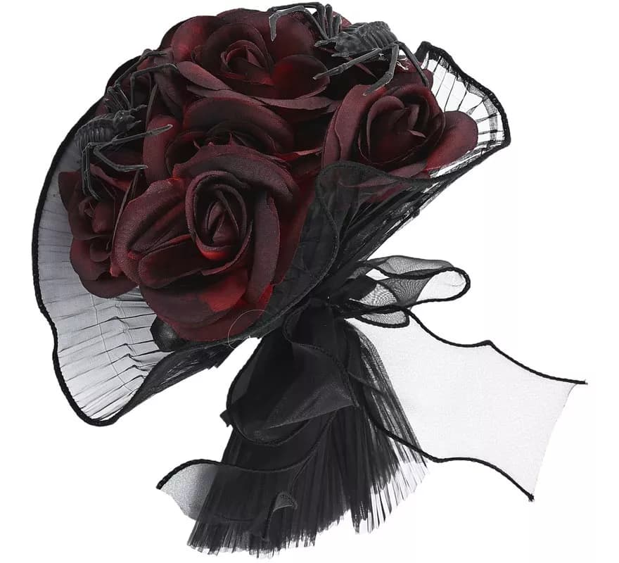 Bouquet di rose bordeaux con ragni