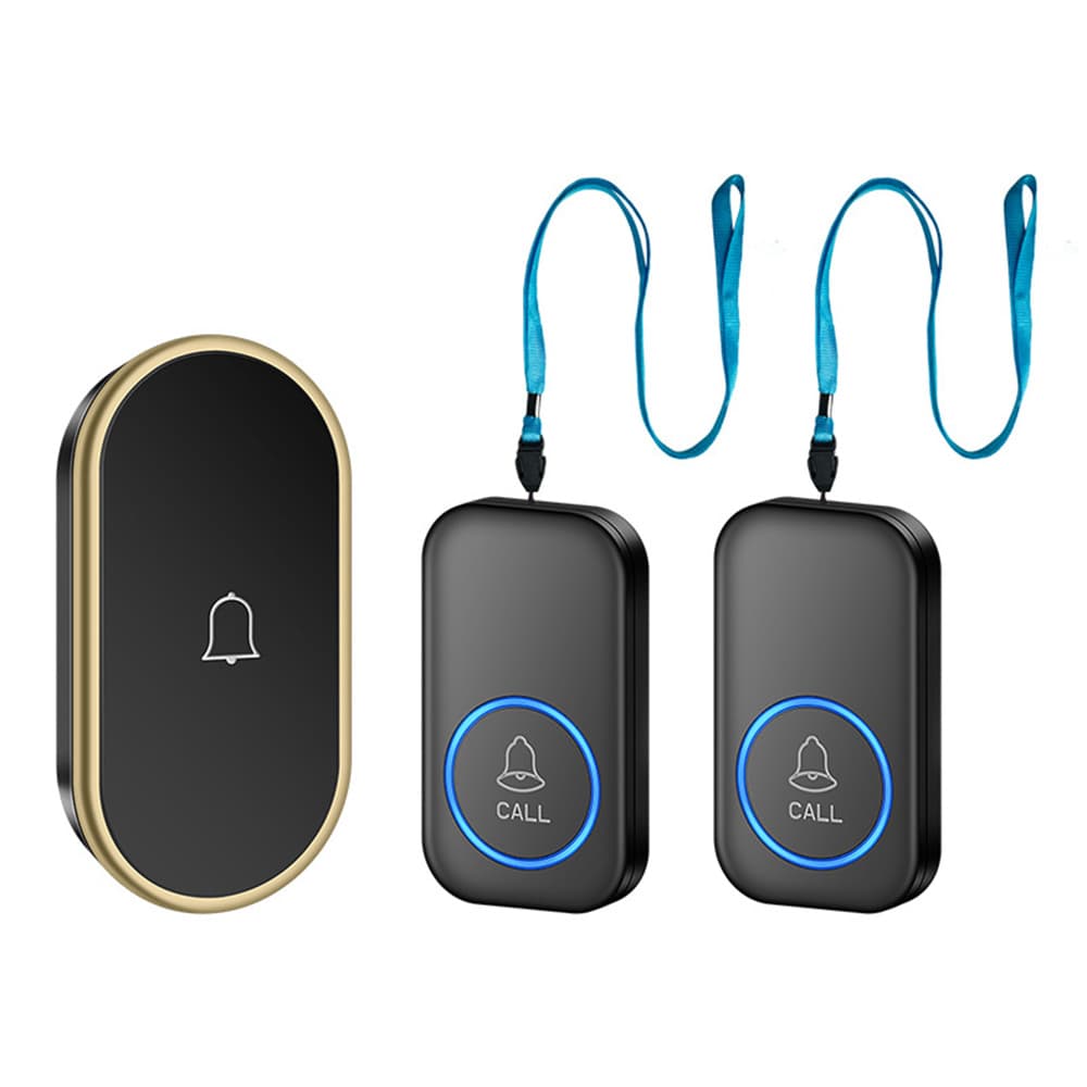 A18 For Elderly SOS Emergency Call Button 60 Melodies Adjustable Volume 300m Wireless Alarm System, 2 Lanyard Buttons + 1 EU Plug Receiver -