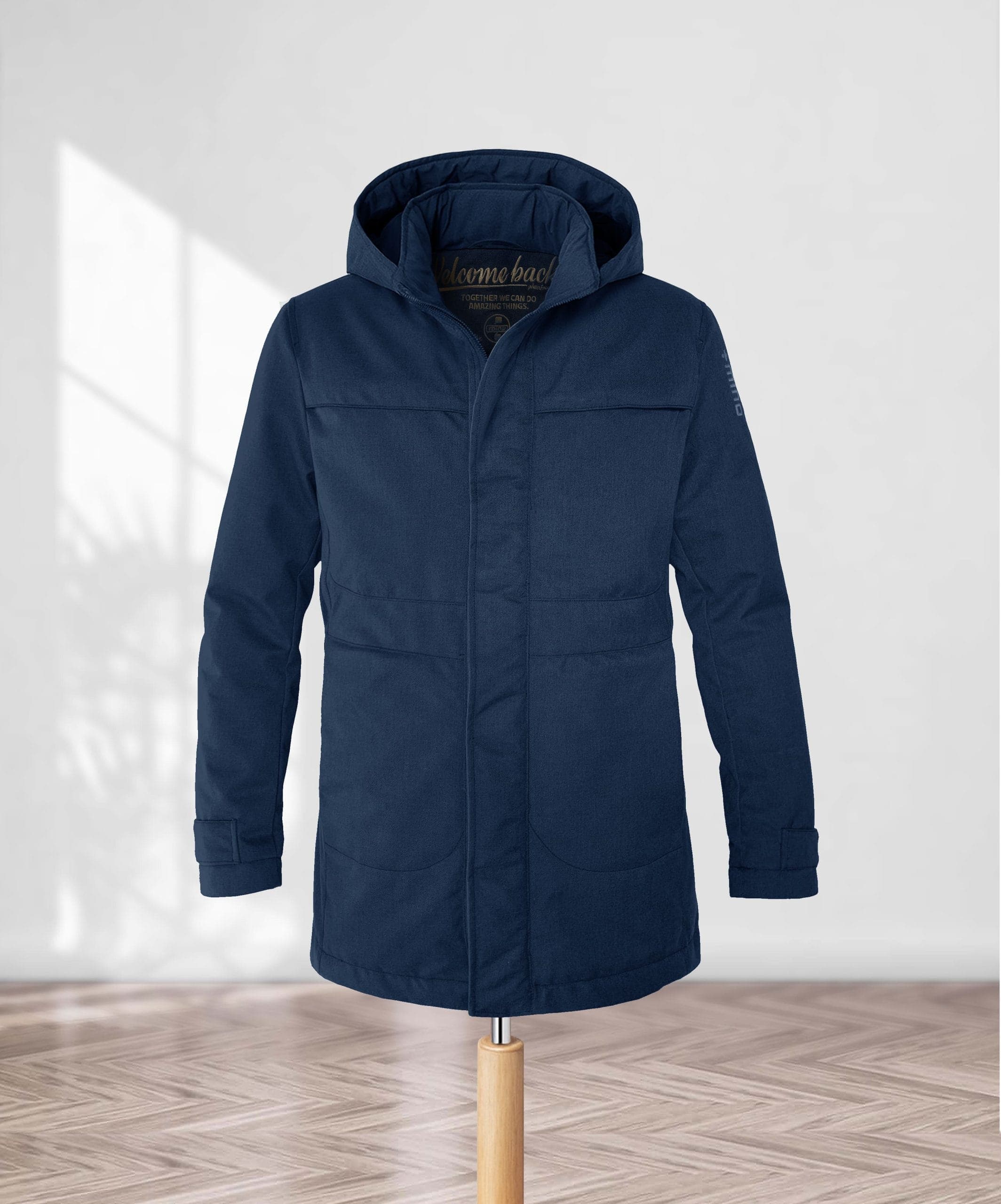 Man long Parka Vegan | +mino (Colore: Blu, Taglia: S)