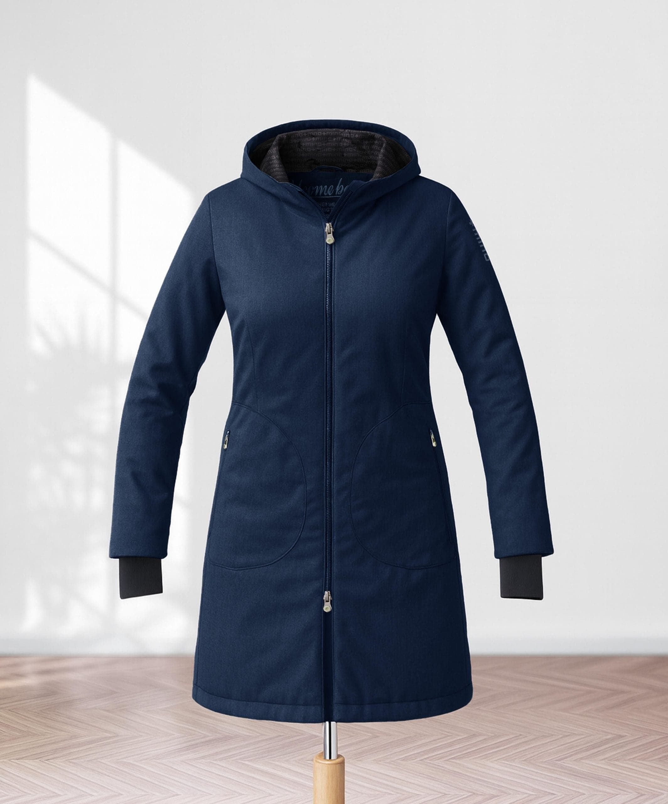 Donna Long Parka Vegan | +mino (Colore: Blu, Taglia: M)
