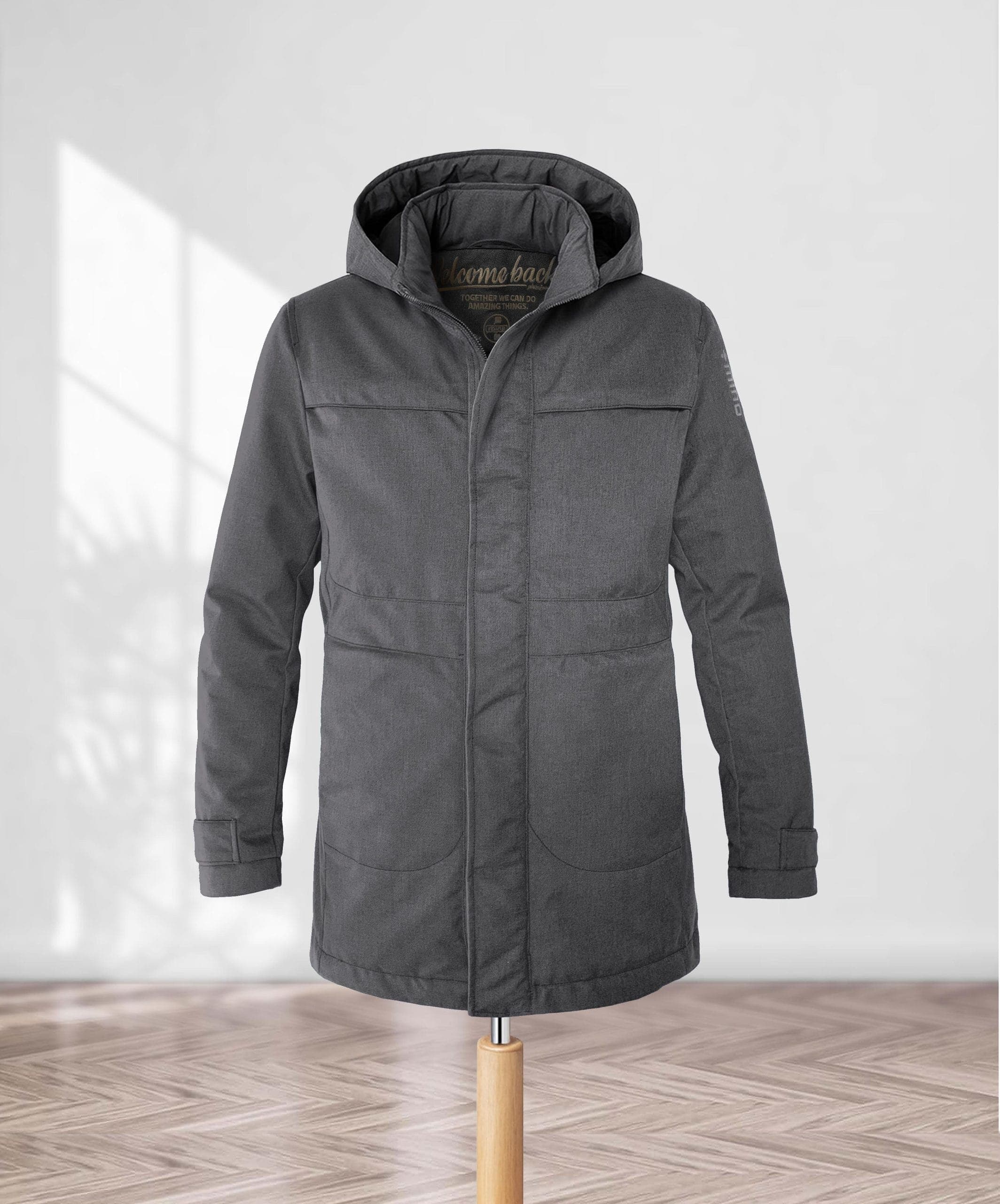 Man long Parka Vegan | +mino (Colore: Grigio, Taglia: M)