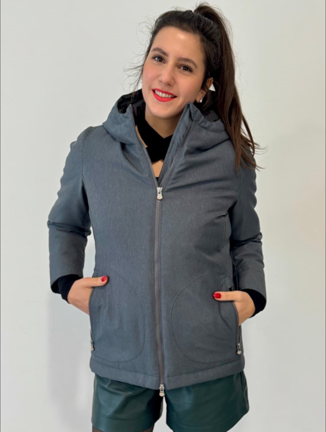 Woman Short Parka Vegan | +mino (Colore: Grigio, Taglia: XL)