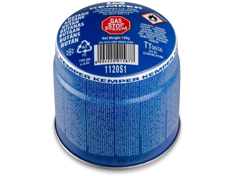 CARTUCCIA GAS TOP SAFE PER FORNELLI STUFE KEMPER | 190 GR - 360 ML - Quantitativo: 6