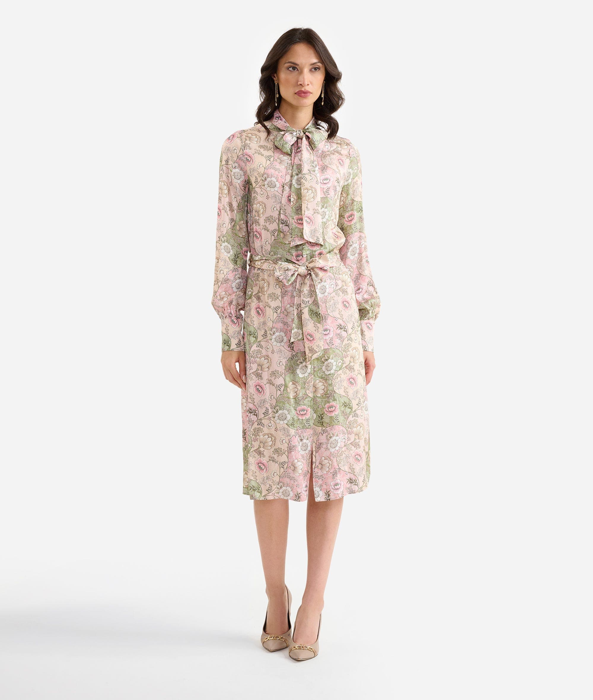 Chemisier in viscosa stampa Geo Opulence Rosa Antico