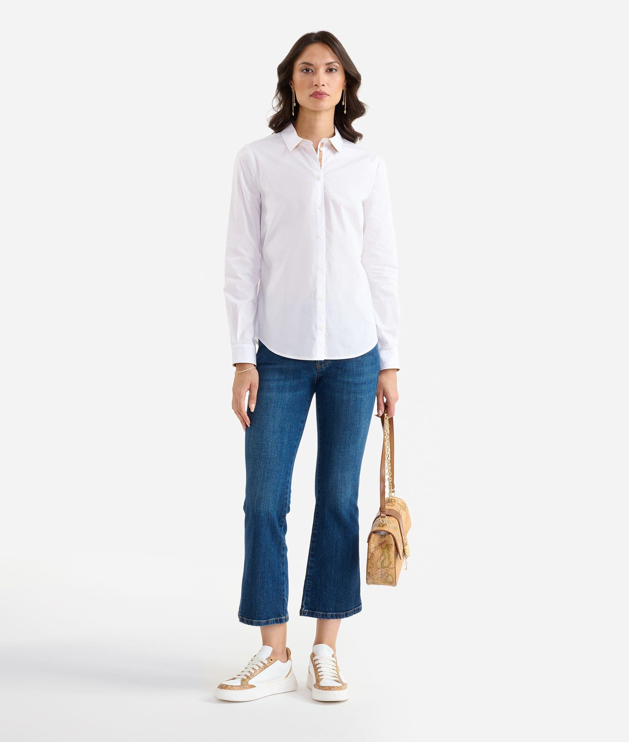 Camicia ufficio in popeline di cotone stretch Bianca