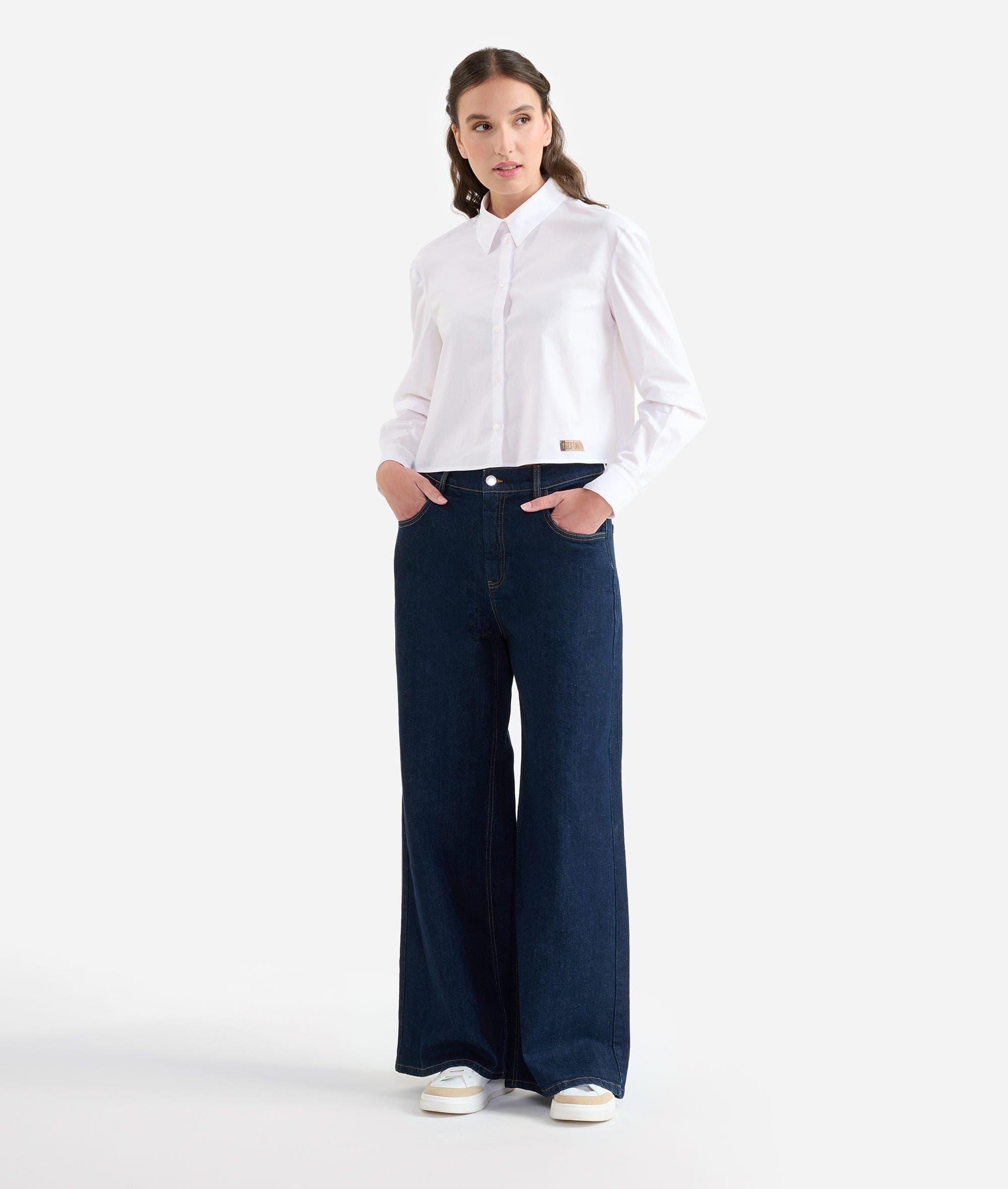 Destination | Camicia cropped in popeline di cotone con fiocco Bianca