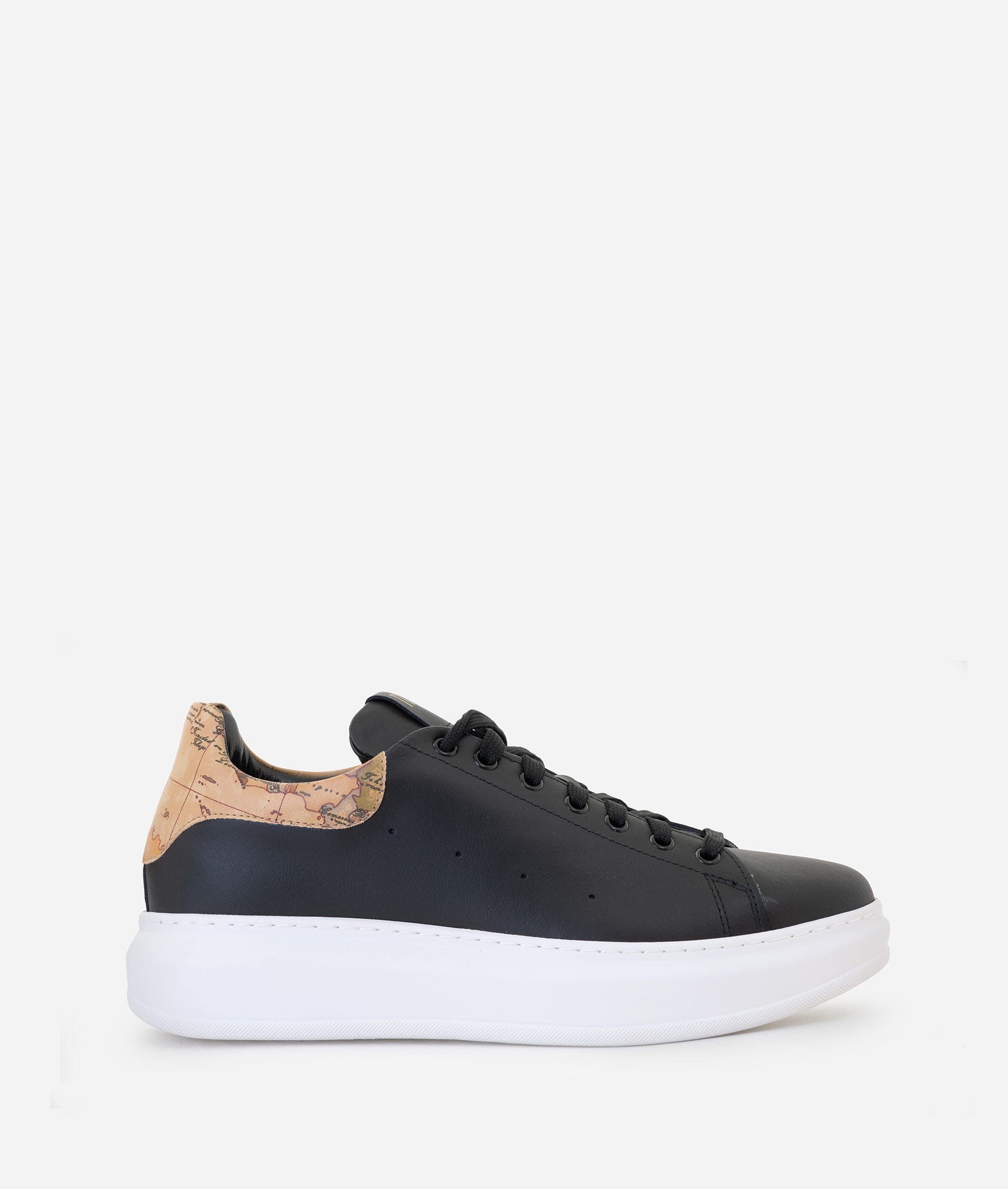 Sneakers in pelle liscia con tallone Geo Classic Nere
