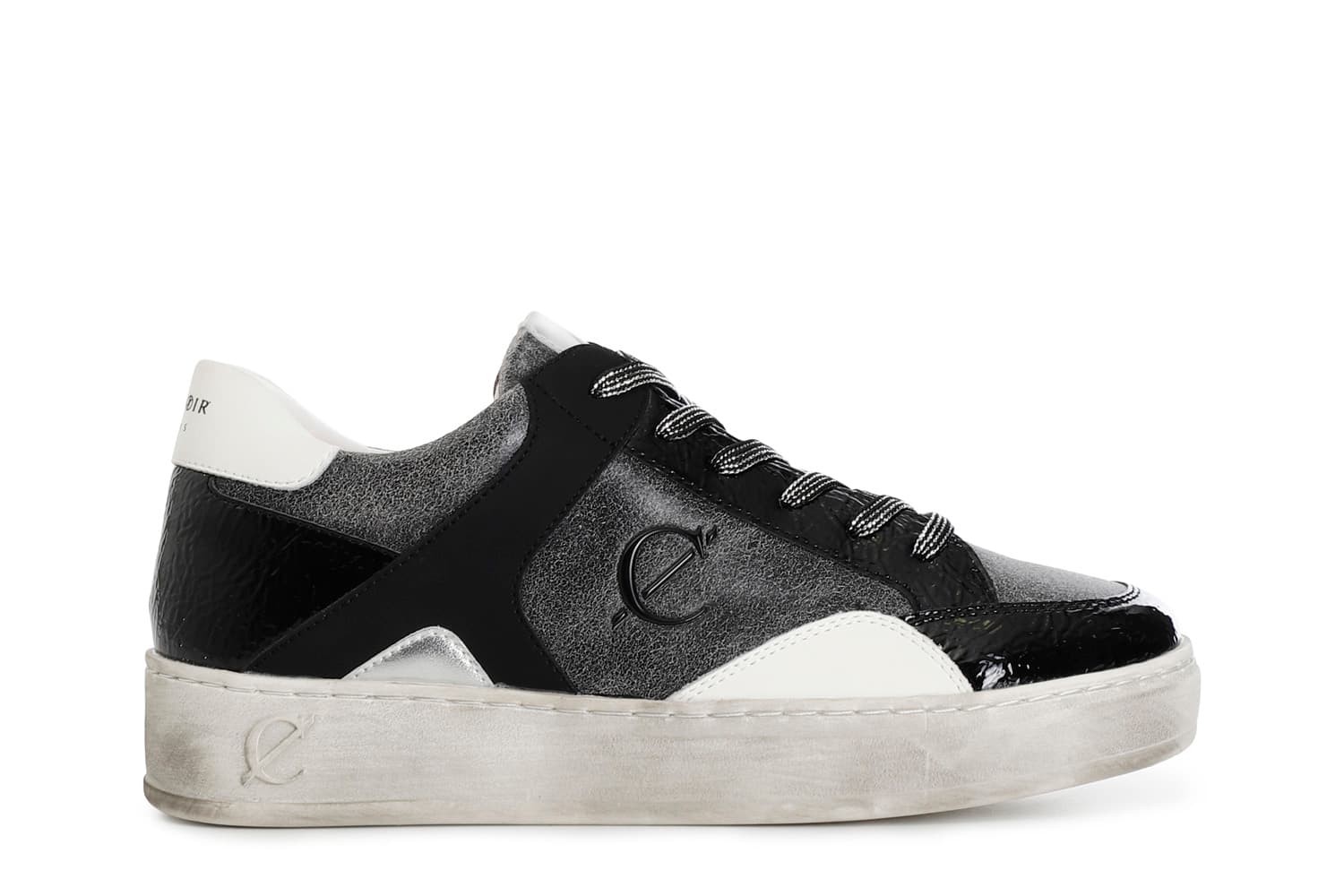 sneakers da donna in pelle con lacci multi nero 38
