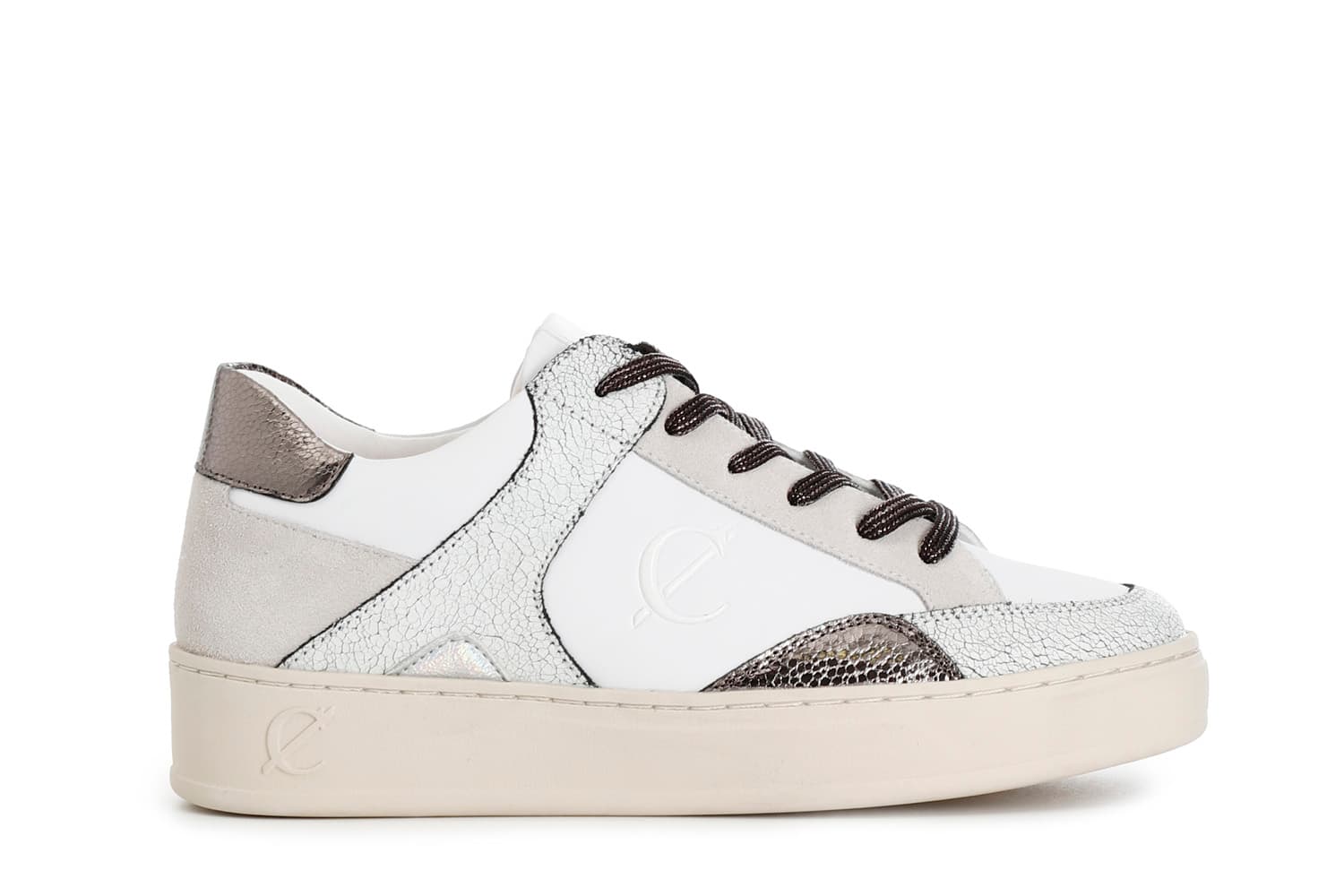 sneakers da donna in pelle con lacci bianco/beige 35