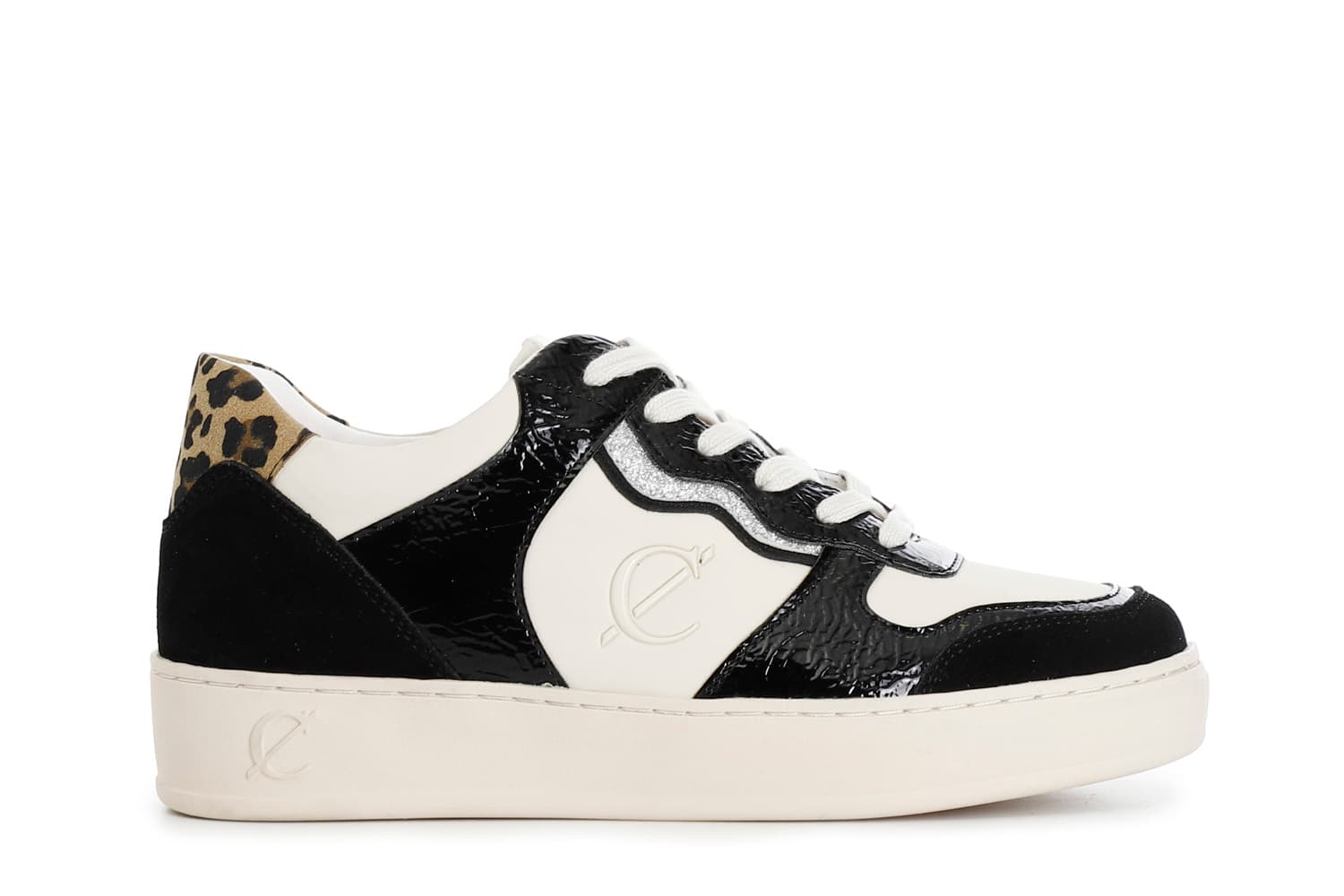 sneakers bassa da donna effetto naplack e pelle nero beige 41