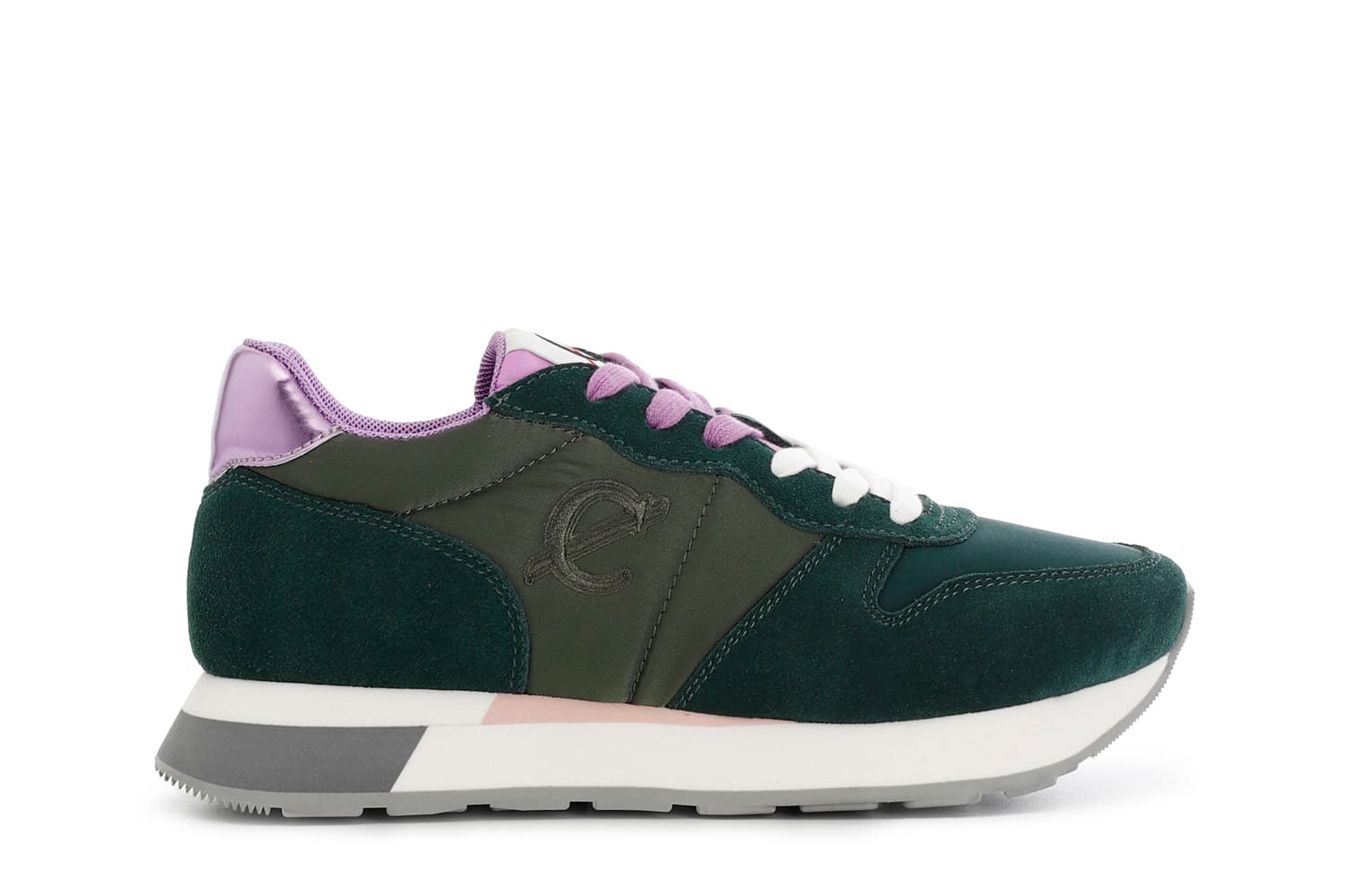 sneakers da donna in pelle scamosciata e tessuto verde 37