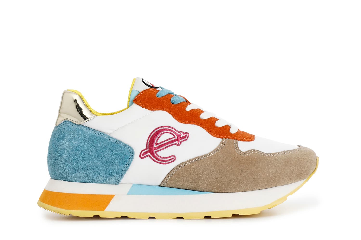 sneakers in pelle scamosciata e tessuto multi sabbia 38