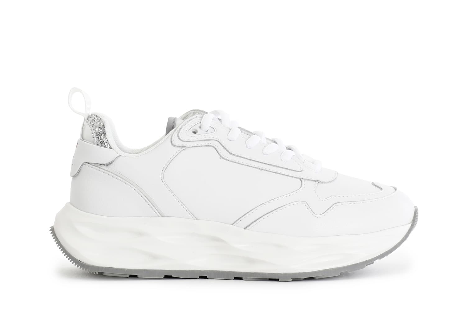 scarpe running con riporti specchio e glitter bianco 37