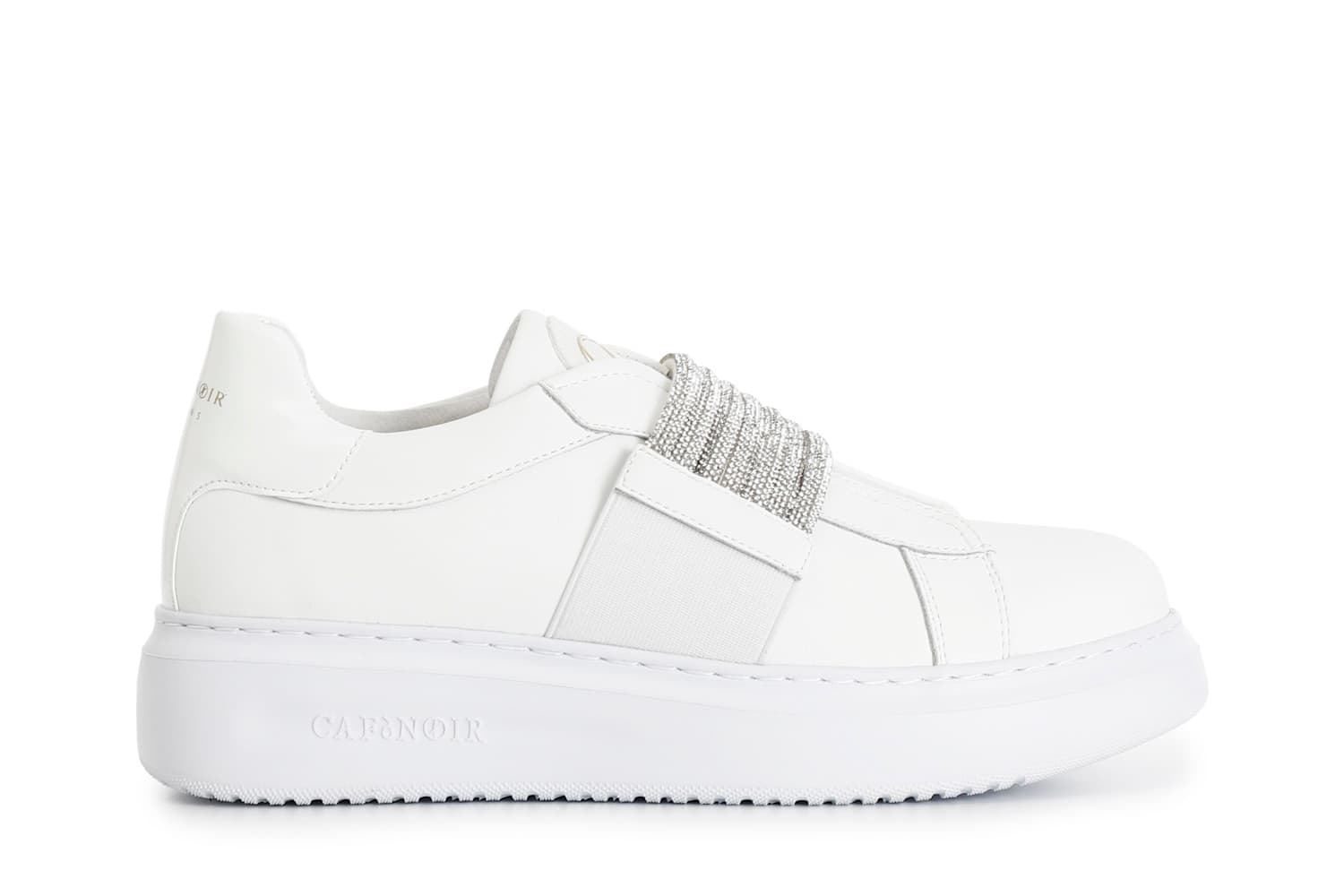 slip-on con fascia strass bianco 35