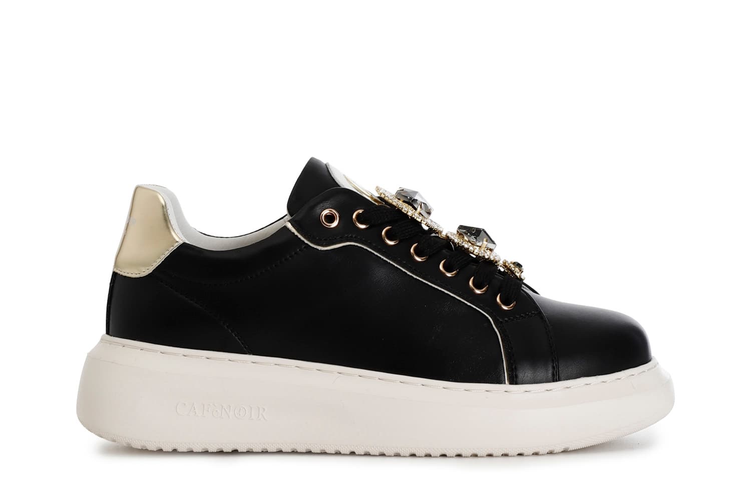 sneakers da donna in pelle con accessori gioiello removibili nero 37