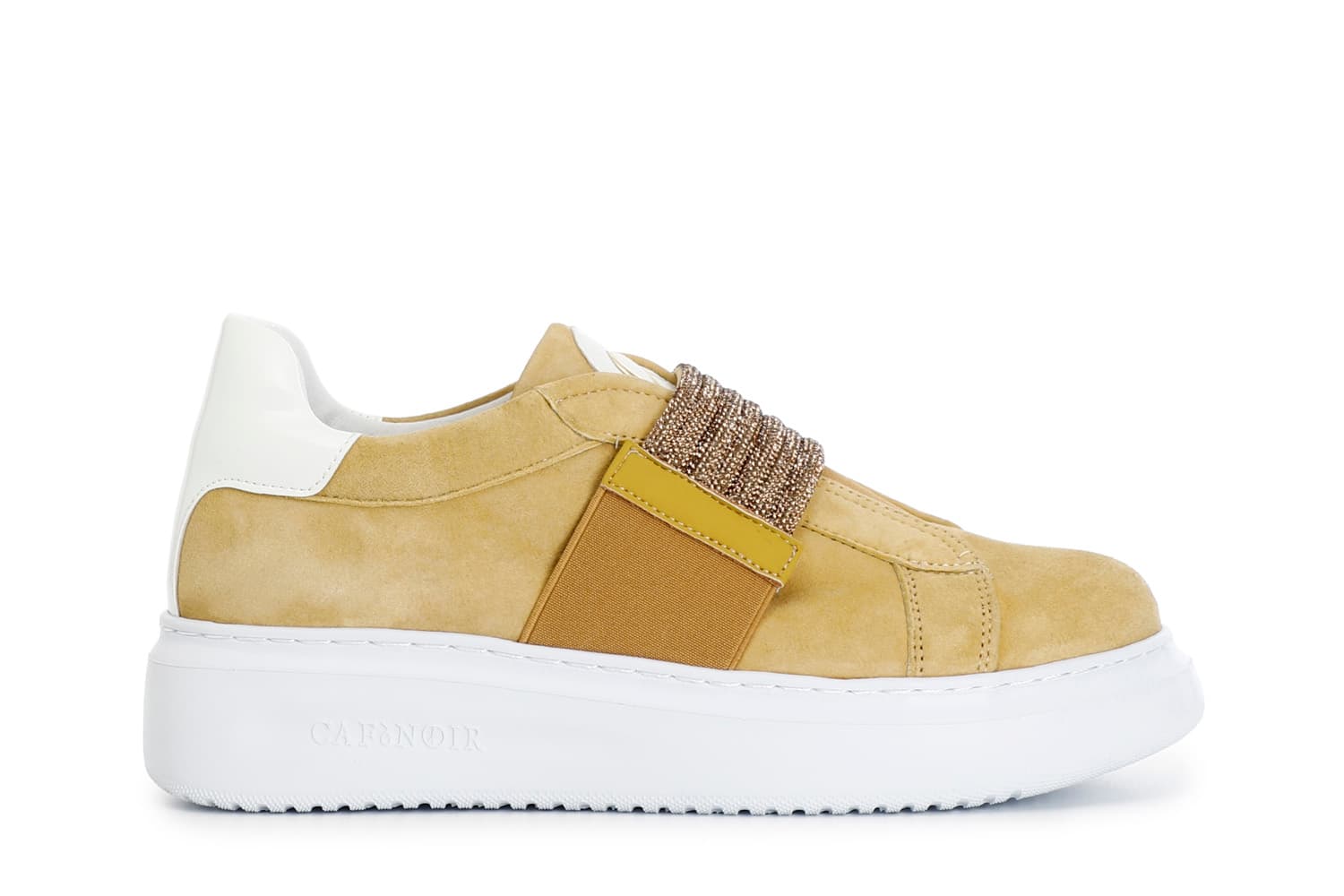 slip-on in camoscio con fascia strass giallo 39