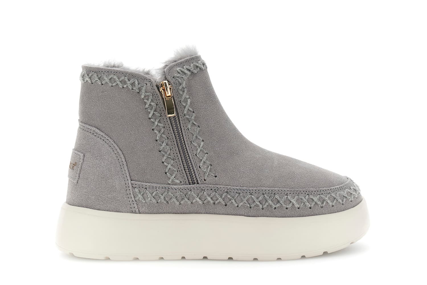 tronchetto da donna con doppia cerniera in pelle scamosciata grigio 37