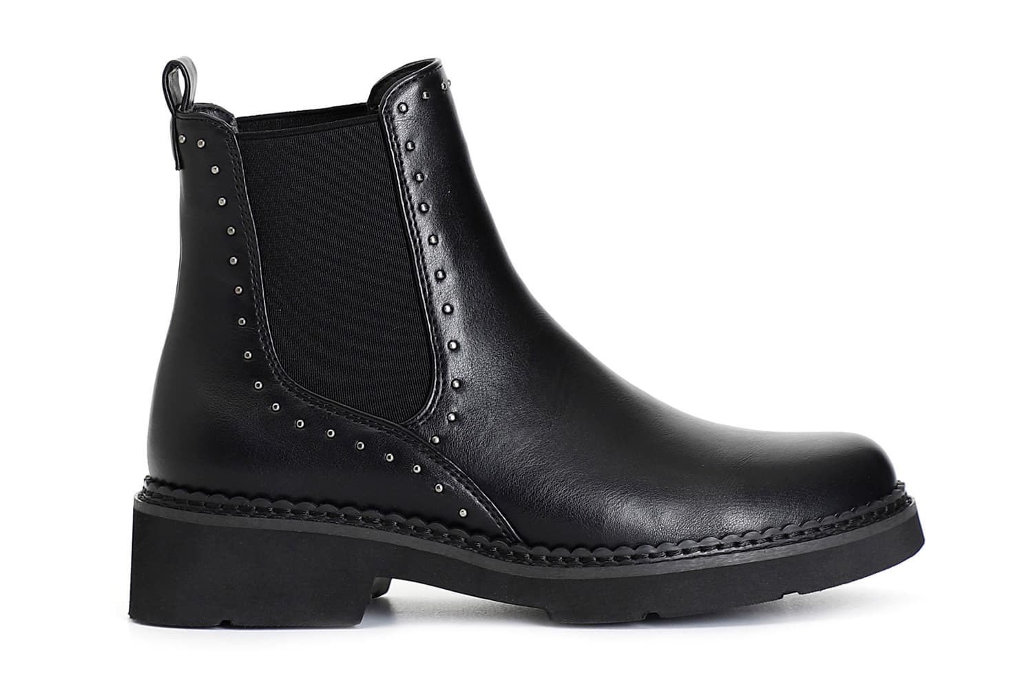 tronchetto da donna con elastico e borchie nero 36