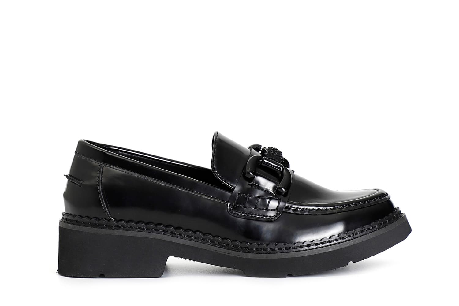 mocassino da donna con morsetto strass nero 39