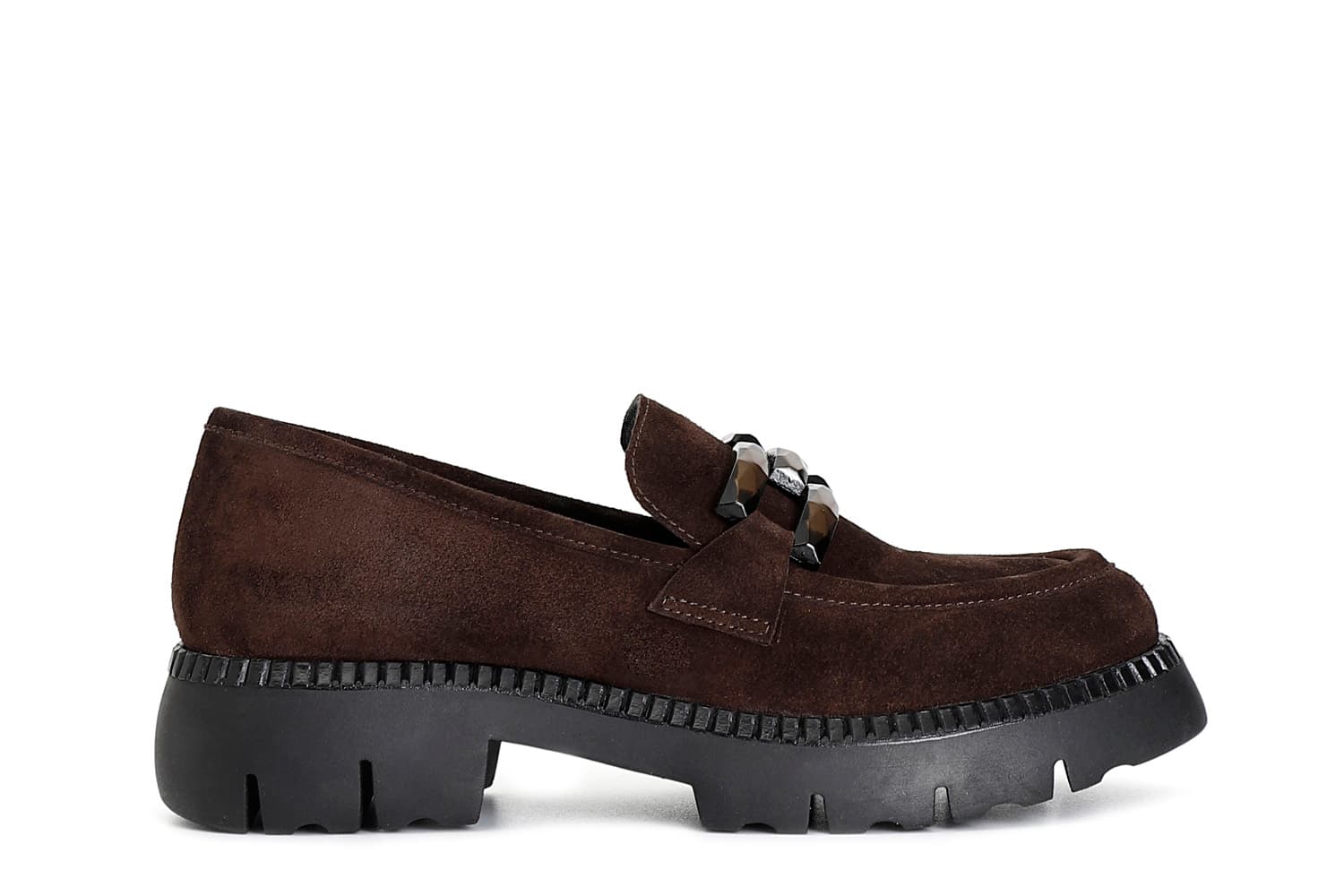 mocassino da donna in pelle scamosciata con morsetto t.moro 40