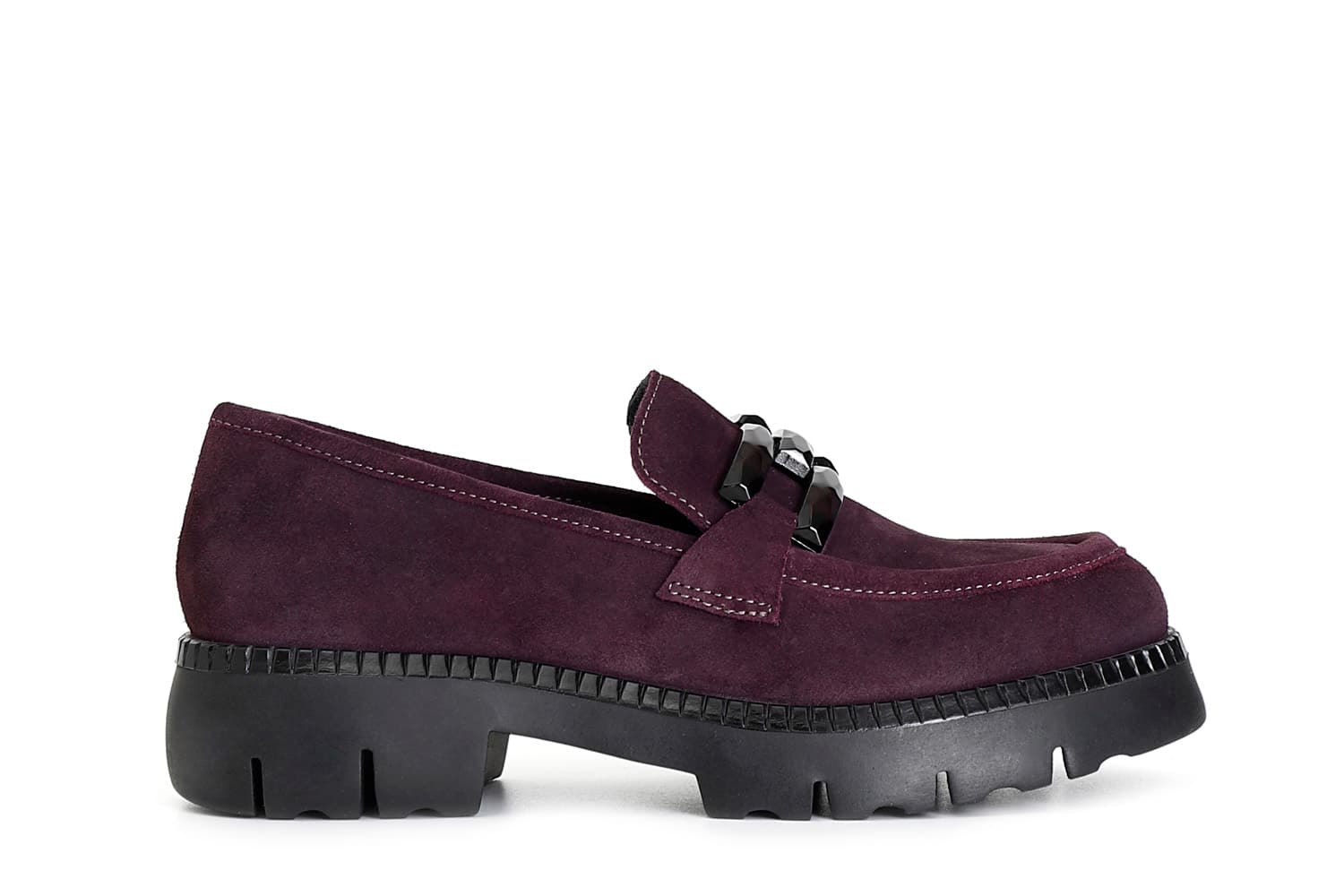 mocassino da donna in pelle scamosciata con morsetto bordeaux 36