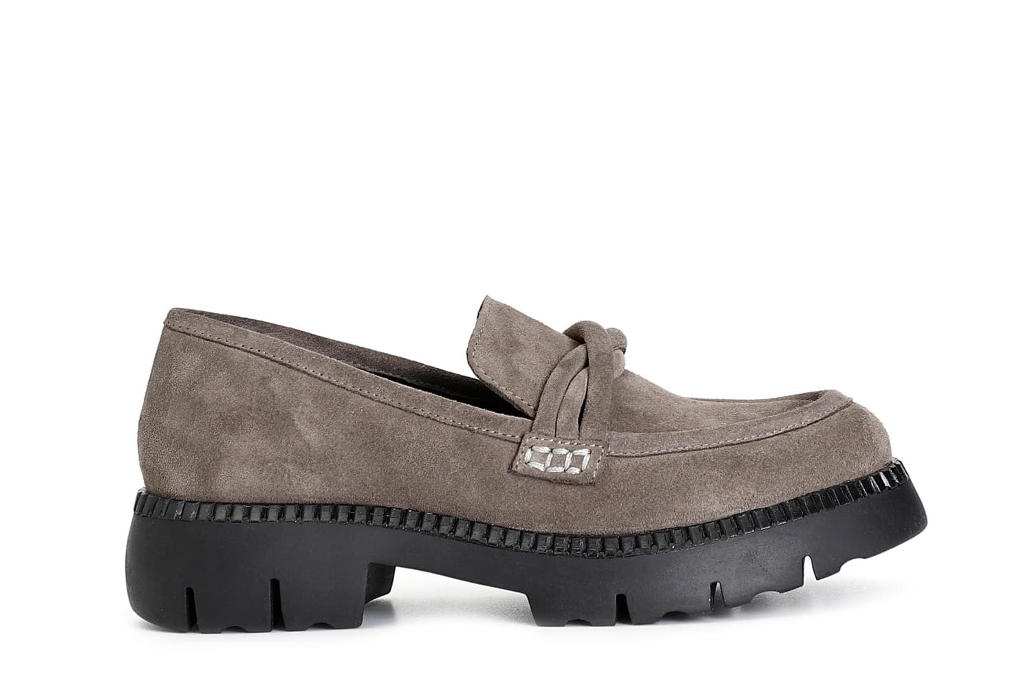 mocassino da donna in pelle scamosciata con mignon taupe 37