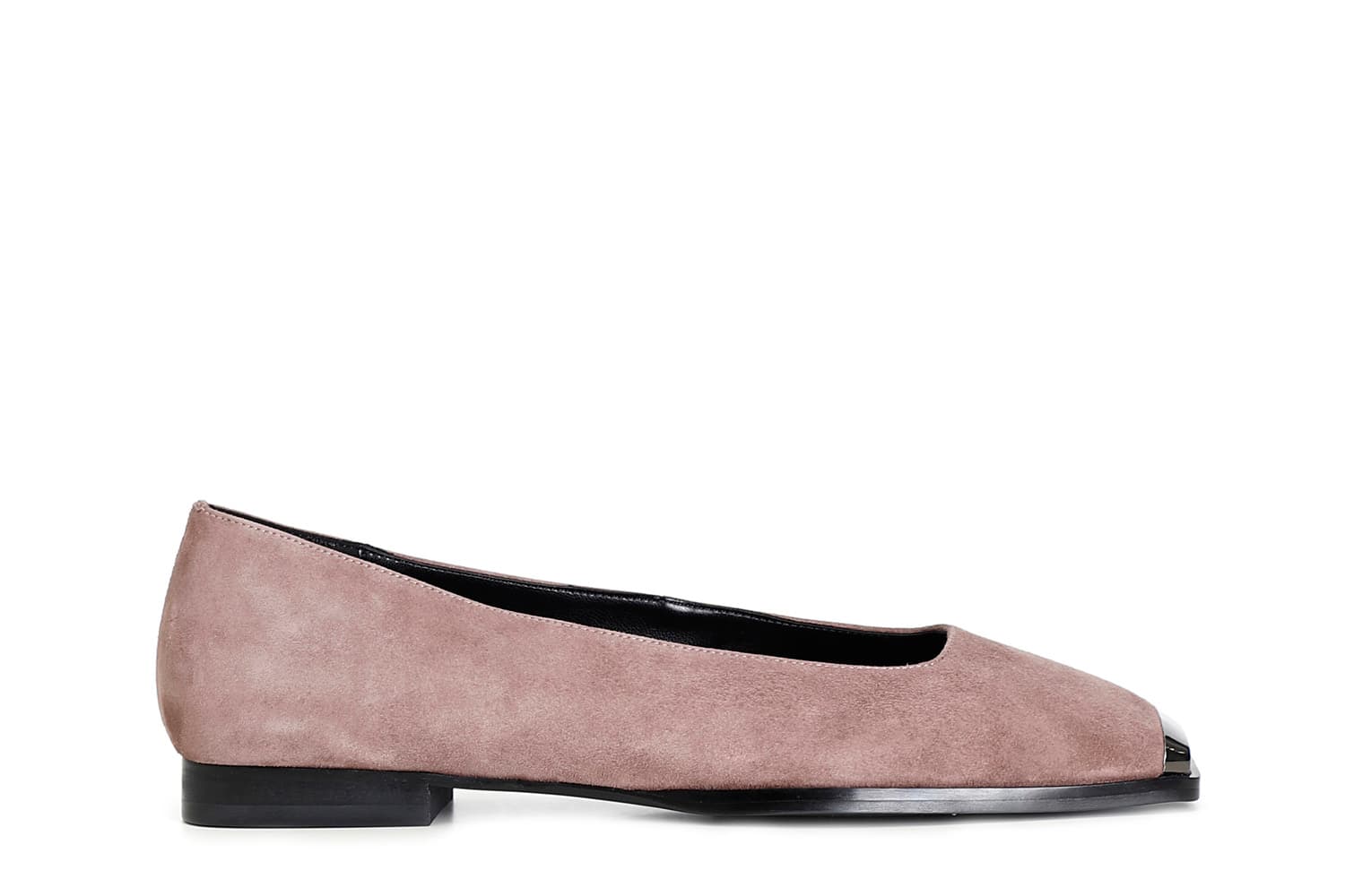 ballerina in camoscio con puntale metallico rosa antico 36