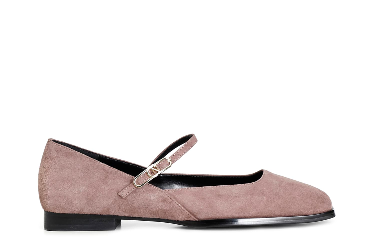 ballerina in camoscio con laccino e fibbia personalizzata rosa antico 39