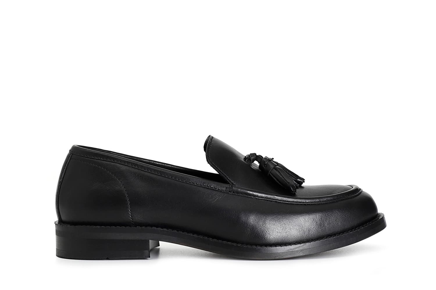 mocassino da donna in pelle con nappine nero 35