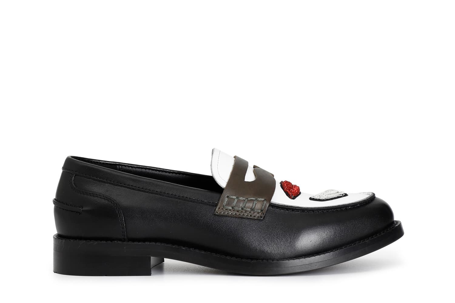 mocassino da donna in pelle con patch multinero 36